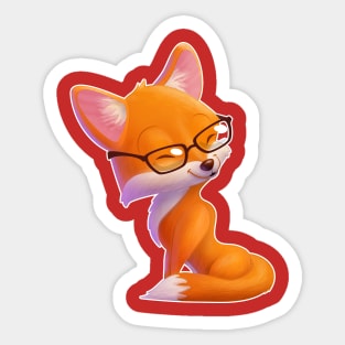 Cute Nerdy Fox with Glasses Sticker